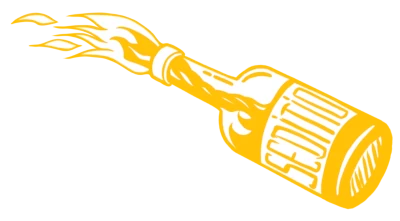 Logo da Editora Sedição, um coquetel molotov estilizado